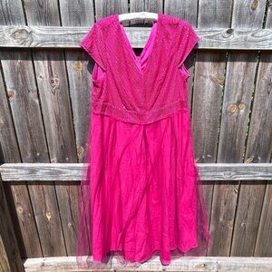 Magenta Hot Pink Sequin & Tool Dress
